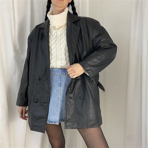 Coolest 80s 90s Oversized Vintage Leather Jacket Depop