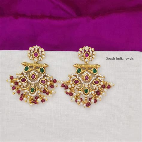 Gold Finish Chandbali Earrings South India Jewels