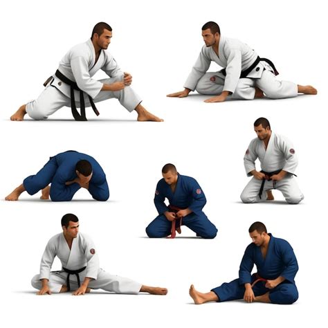 Un Collage De Im Genes De Un Hombre En Uniforme De Karate Azul Y Negro