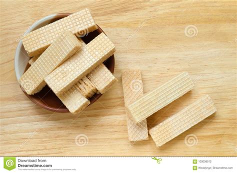 Vanilla Milk Wafer is Easy Snack for Relaxing Time. Stock Photo - Image of biscuit, yellow ...