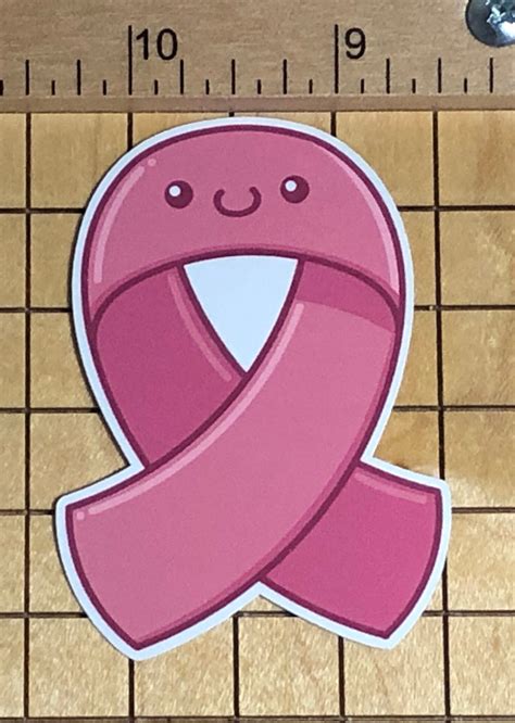 Cute Kawaii Pink Ribbon Sticker Breast Cancer Awareness Etsy