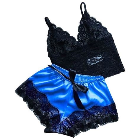 Femmes Nouvelle Mode Sexy Dentelle Lingerie Soie Sous Vêtements Vêtements De Nuit Pyjamas Satin