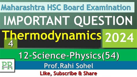 Thermodynamicschno4physics Imp Question 2024maharashtra Hsc Board Examination Youtube