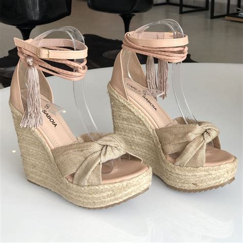 Plataforma Salto Alto Laço Lona Nude FUEL FASHION