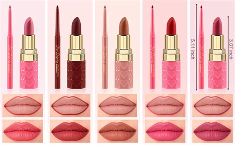 Amazon Boobeen Pcs Lip Liner And Lipstick Makeup Set Lip Crayon Pencil Velvety Nude