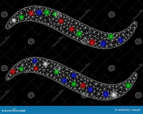 Bright Mesh Network Waves With Flash Spots Stock Vector Illustration