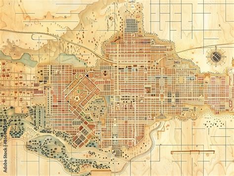 detailed map  major city street grid  urban planning ilustracao