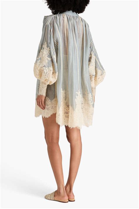 Zimmermann Pussy Bow Striped Linen And Silk Blend Organza Mini Dress The Outnet