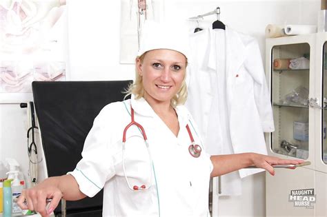 Older Blonde Nurse Lenny Stripping Off Uniform Before Masturbation Wet Milf Pussy