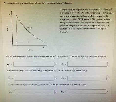 Solved A Heat Engine Using A Diatomic Gas Follows The Cycle