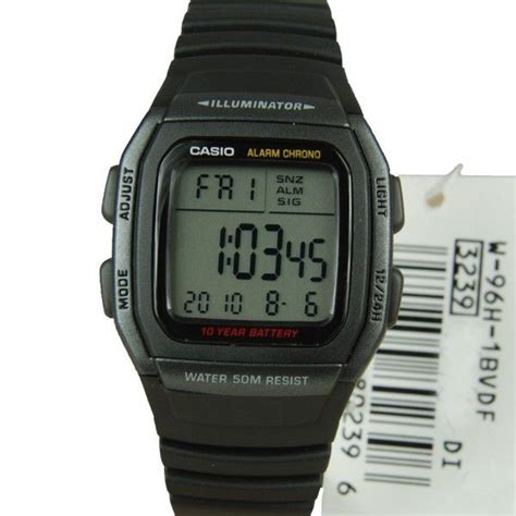 W-96H-1BVDF Casio Quartz Chronograph Alarm WR50m Unisex Sports Watch ...