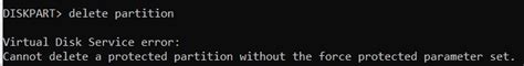 Cannot Delete A Protected Partition Without The Force Protected