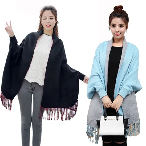 2020 Spring Autumn Women S Poncho Femme Hiver Loose Tassel Knitted Long