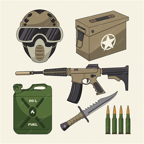 Premium Vector | Hand drawn military design elements collection