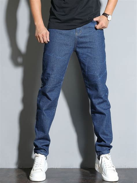 Men Solid Pocket Detail Washed Tapered Jeans Jeans Outfit Men Mens