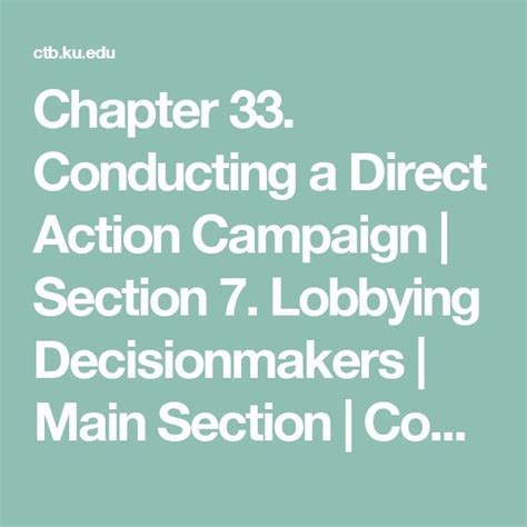 Chapter 33 Conducting A Direct Action Campaign Section 7 Lobbying