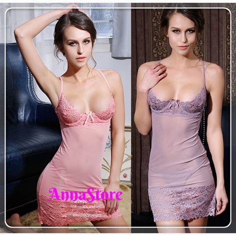 Ready Stock Anna Lingerie Underwire Lace Cup Chemise Criss Cross Back And Gstring Colors