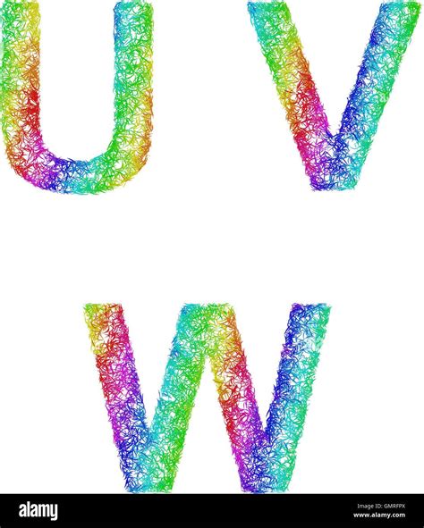 Rainbow Sketch Font Set Letters U V W Stock Vector Image Art Alamy