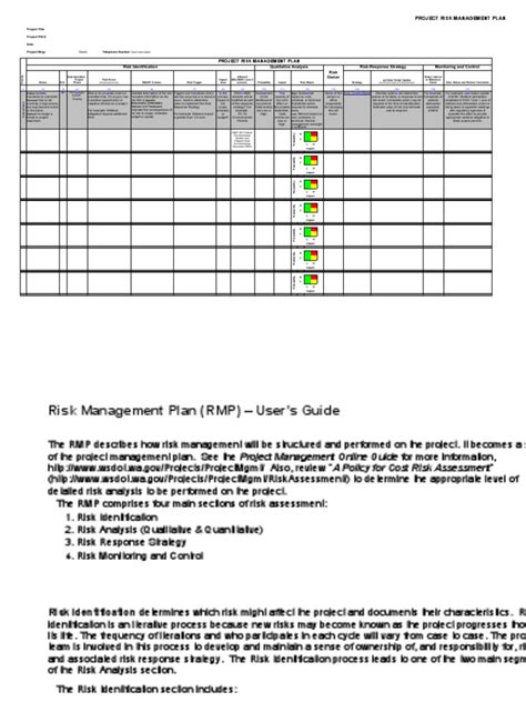 Risk Analysis and Management Plan Excel Template | PDF | Risk ...