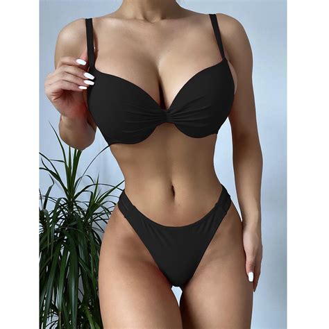 Great Gifts For Less Ofreoo Women Push Up Bikini Set Knot Front Underwire Swimsuits Low Rise