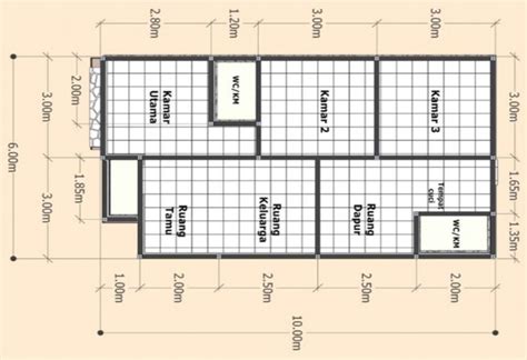 9 Contoh Denah Rumah 3 Kamar Ukuran 7x12 And Biayanya