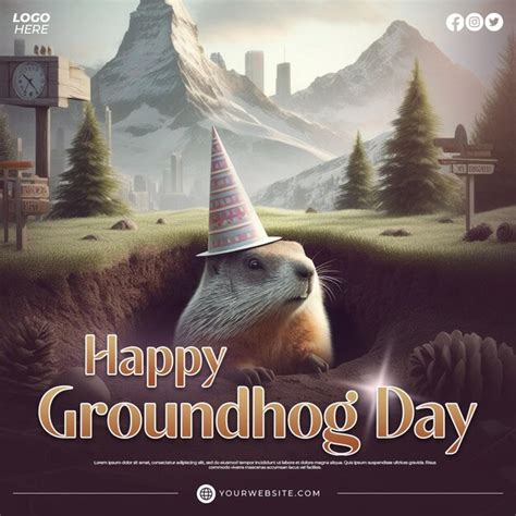 Premium PSD Happy Groundhog Day Social Media Or Instagram Post Banner