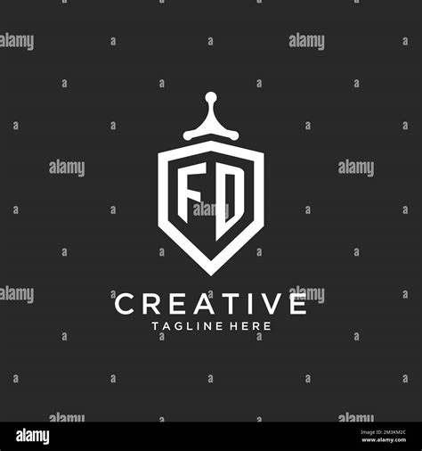 Fd Monogram Logo Initial With Shield Guard Shape Design Ideas Stock