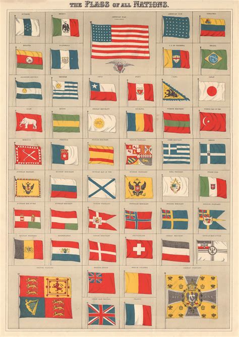 Art & Collectibles Lithographs 1920 Large Antique Print Ensigns Colour