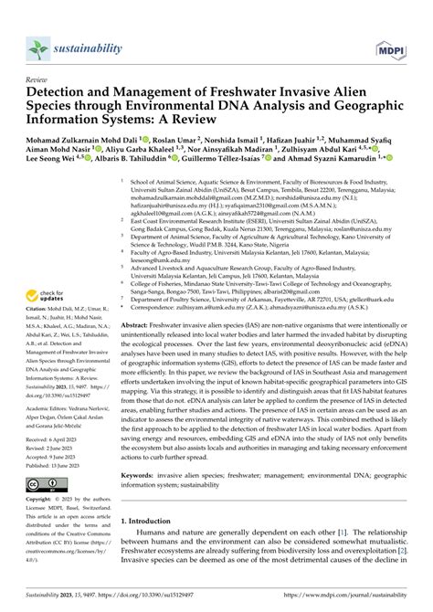 PDF Detection And Management Of Freshwater Invasive Alien Species