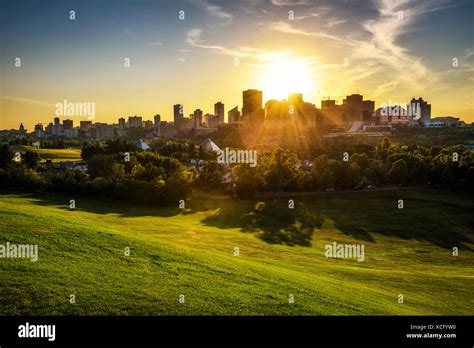 Sunset Above Edmonton Downtown Canada Stock Photo Alamy