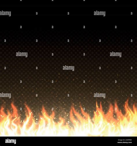 Hot Fire Flames With Glowing Sparks Isolated Vector Template Power