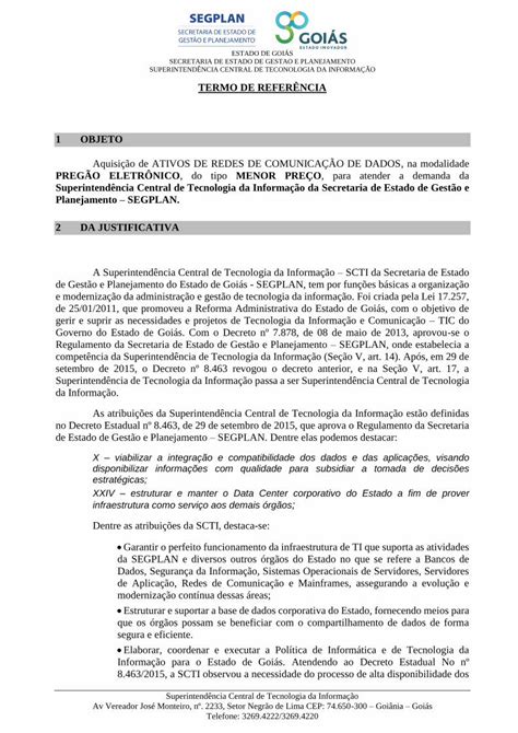 PDF TERMO DE REFERÊNCIA OBJETO PREGÃO competência da