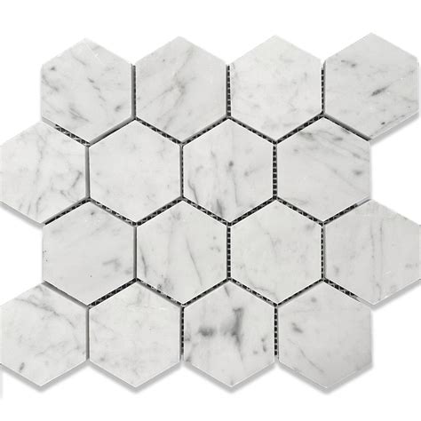 Carrara Marble Hexagon 70mm Interlock