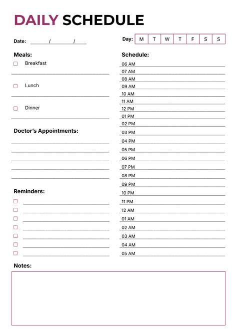 Daily Schedule Planner Template - Google Docs | Word - Highfile