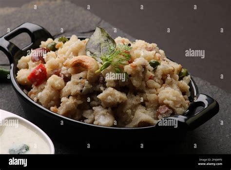 Upma Ven Pongal With Sambar Coconut Chutney Popular Indian Breakfast