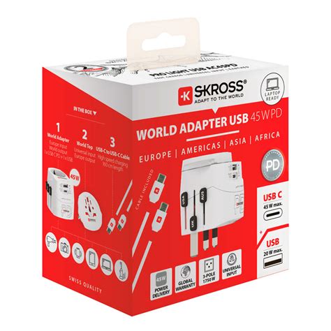 Skross AC45PD PRO Light Travel Adapter M USB A USB C Verden 629 Kr