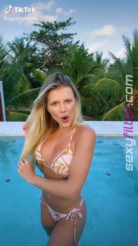 Amazing Carol Bresolin In Hot Floral Bikini At The Swimming Pool Sexyfilter