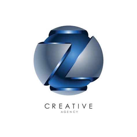 Blue Grey Circle 3d Design Logo Template For Business