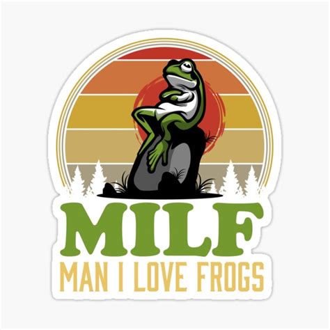 Pegatina Divertido Retro MILF Man Amo las ranas Refrán divertido Amantes de las ranas y los