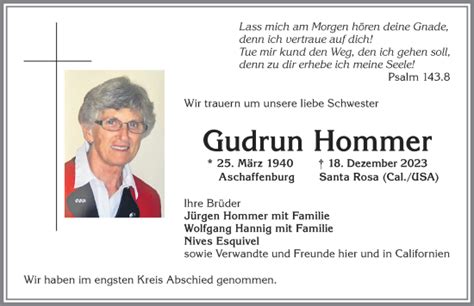 Traueranzeigen Von Gudrun Hommer Allg Uer Zeitung