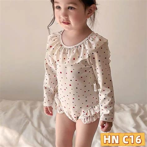 Bikini liền thân bé gái set chống nắng tay dài set bơi siêu điệu đà cho bé kg Bear Kids