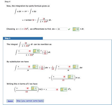 Solved Evaluate The Integral Arctan T Dt Step 1 O Use The Chegg