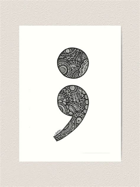 Semi Colon Art Print By Skyetangles Redbubble