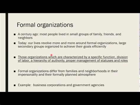 Formal Organization Examples