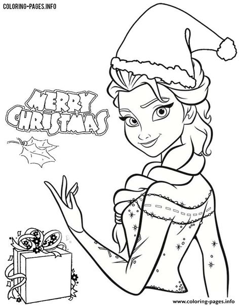 Printable Frozen Elsa Disney Princess Christmas Coloring Page