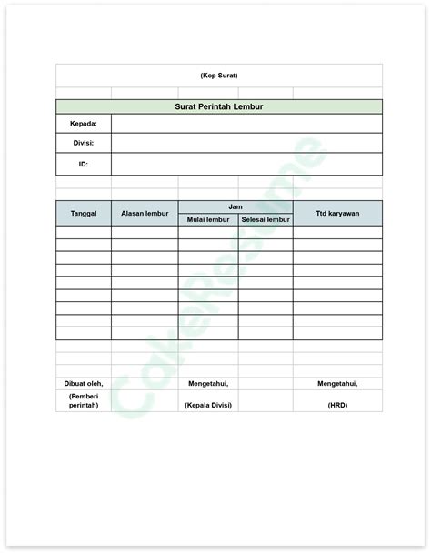Contoh Form Lembur Karyawan Beserta Templatenya Cakeresume