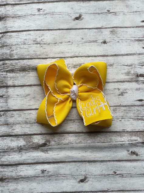 Gods Girl Hair Bowembroidered Hair Bowyellow Hair Bowboutique Hair