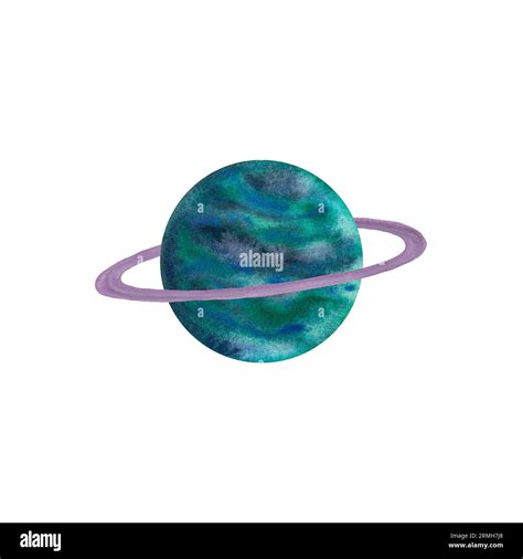 Cartoon of planet Uranus with rings, solar system planets. Science and ...