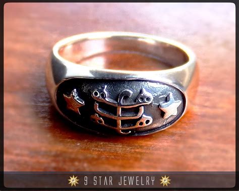 Brs Silver Baha I Ring Stone Symbol Ring By Star Jewelry Bahai