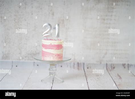 21st Birthday Cake Pink And Silver Cake With Some Sprinkles And 21st